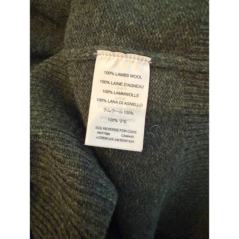 J. Crew Mens Hunter Green 100% Lambswool Crewneck Sweater Size M 07939 HO14